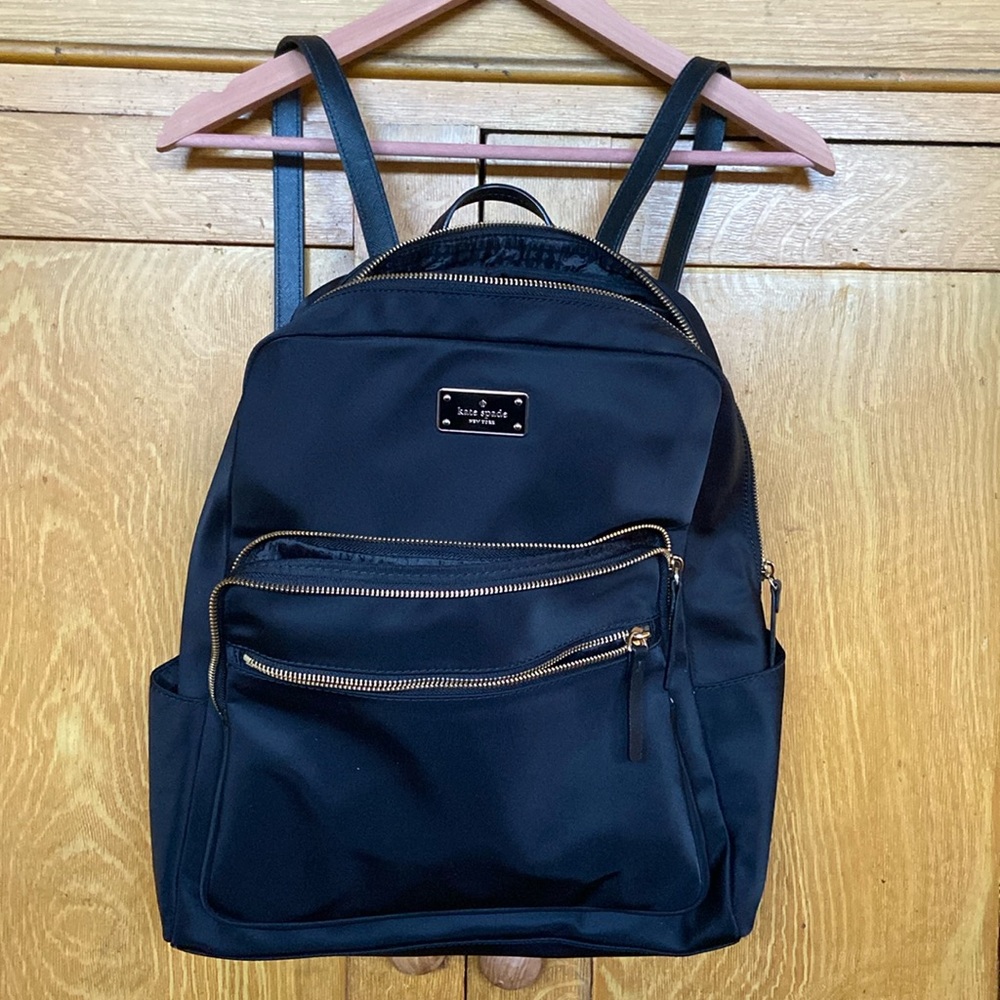 EUC Kate Spade Black Backpack 16” x 14”